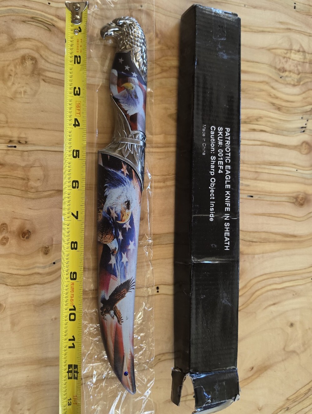 Patriotic Eagles & Flags Decorative Knife/Sheath Red White Blue Collectible NEW
